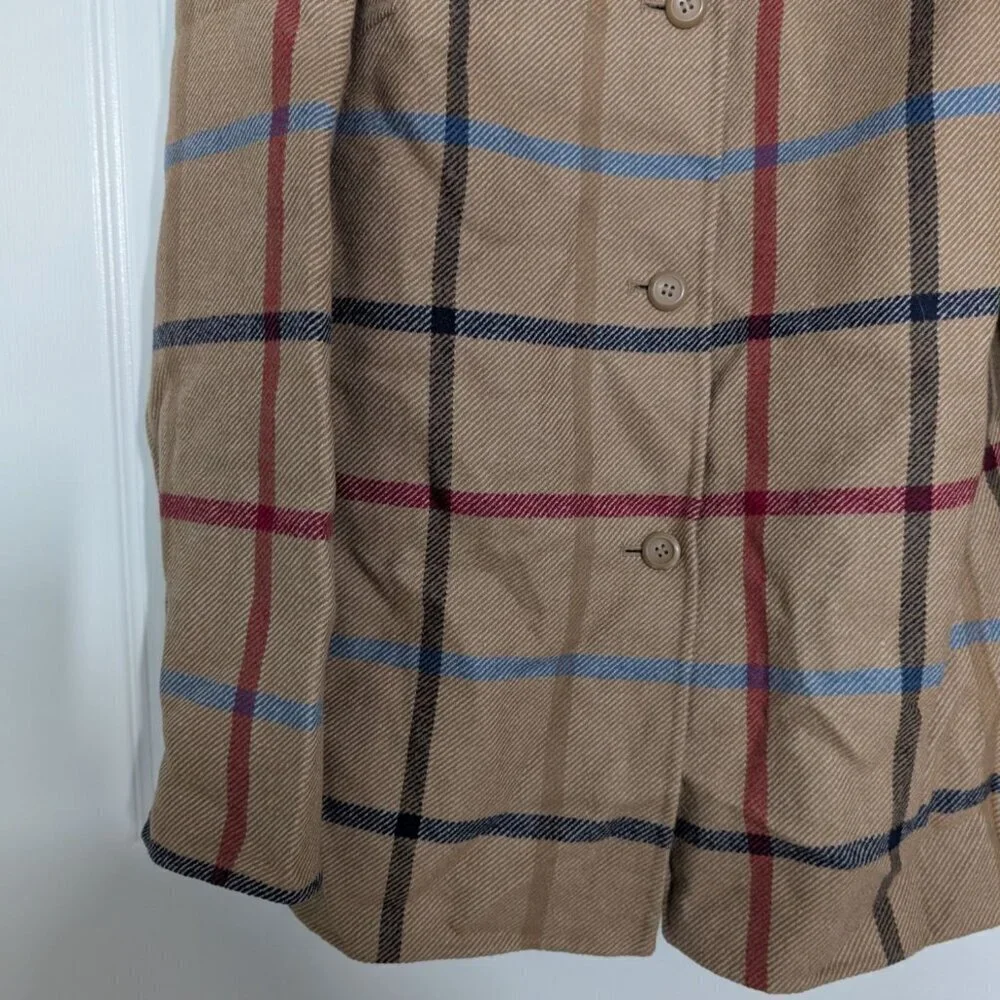 Pendleton Check Reversible Jacket Womens Size Large Beige Wool Blend Windowpane